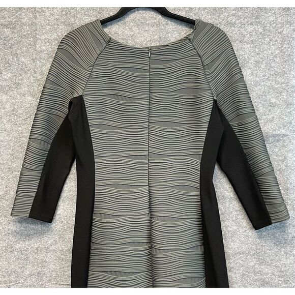 JOSEPH RIBKOFF Dress Women's Size 10 Gray Black Colorblock Textured Midi Zipper - Picture 10 of 14